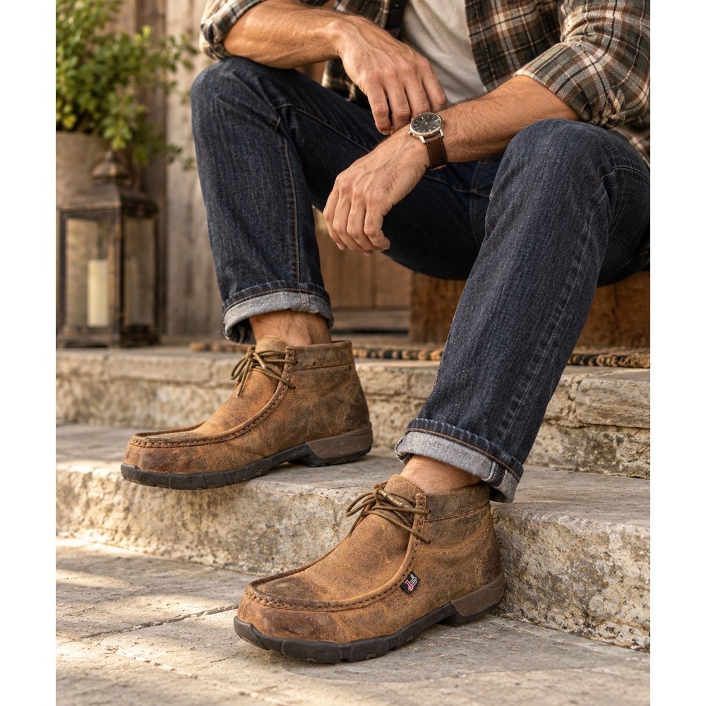 Justin Cappie 235 Men's 10.5W Steel Toe Work Shoes Brown Leather ASTM EH